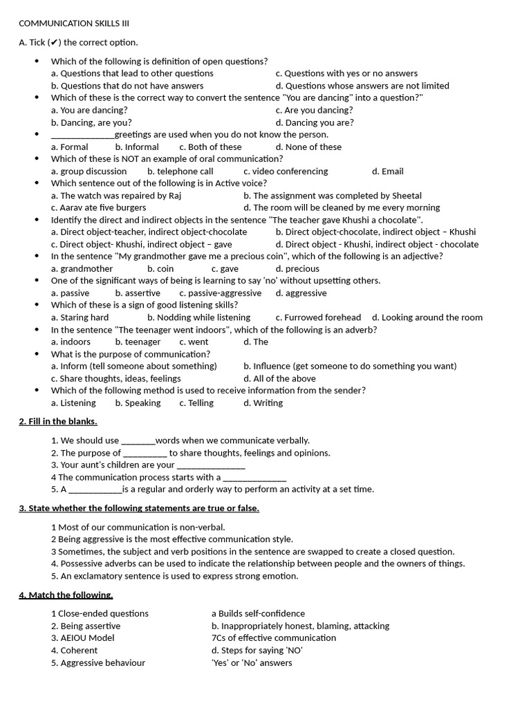 Communication Skills Assessment Guide | PDF | Communication | Nonverbal ...