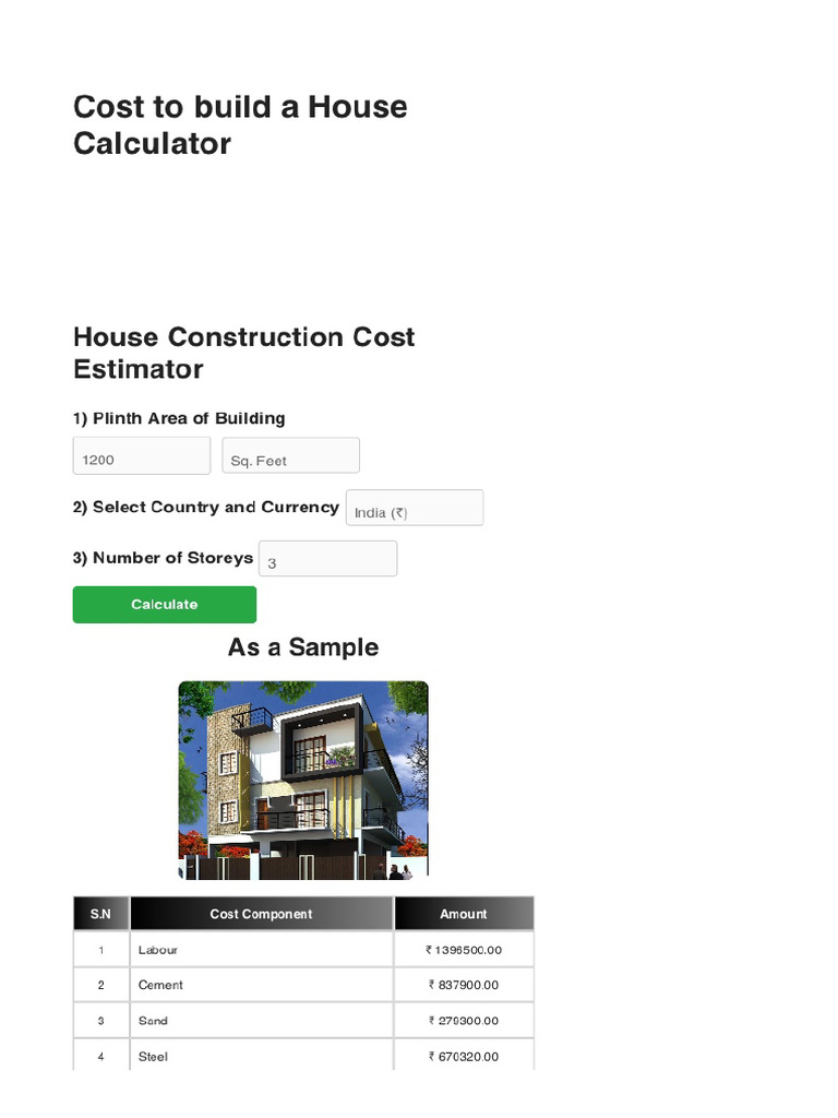 House Cost Estimation | PDF