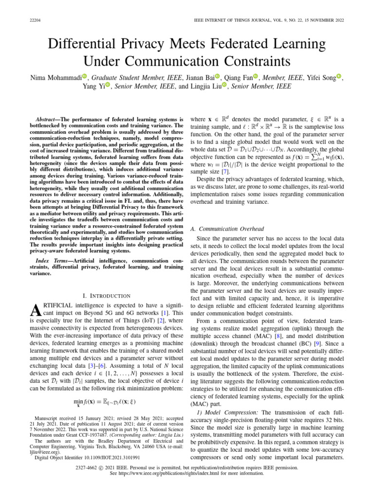 Privacy in Federated Learning Systems | PDF | Applied Mathematics