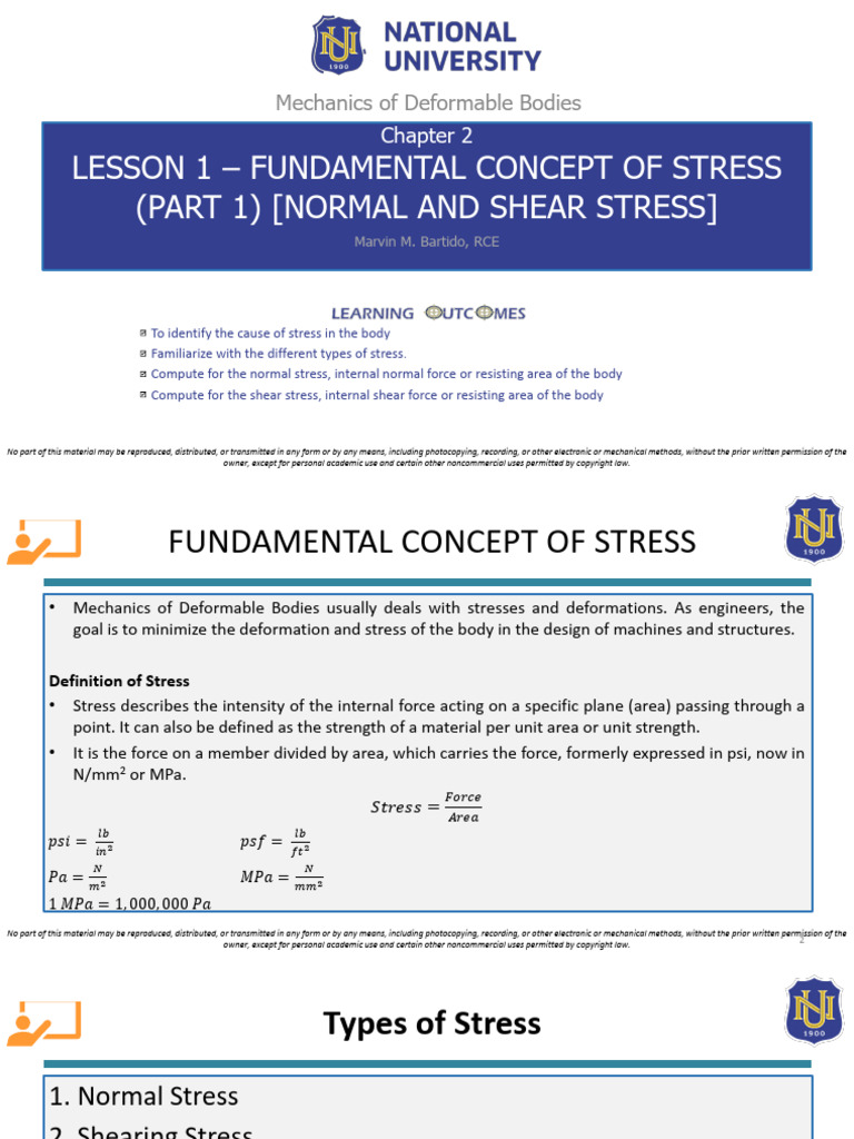 Understanding Normal and Shear Stress | PDF | Stress (Mechanics ...