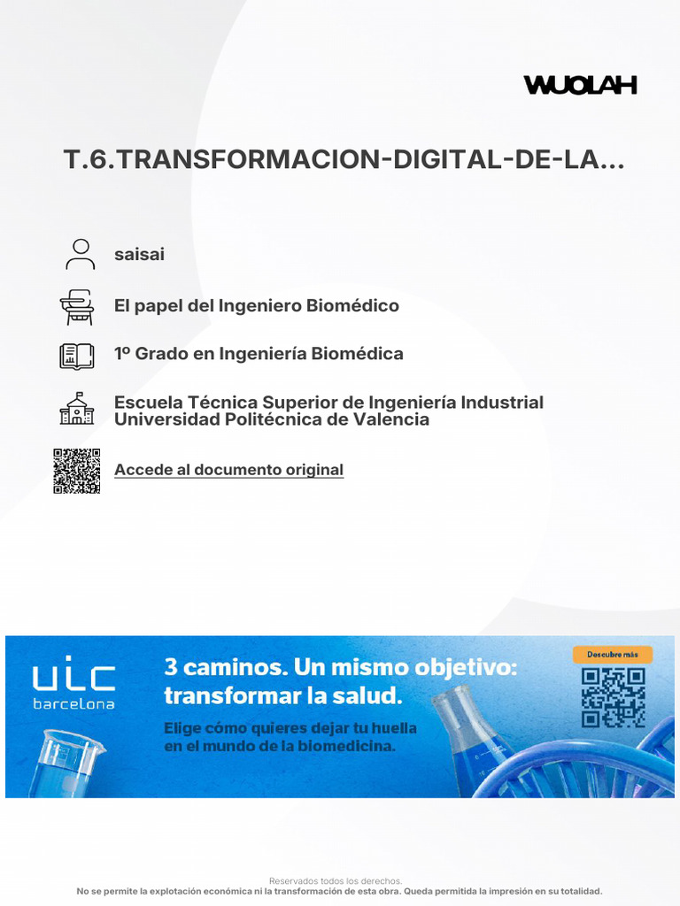 t.6.Transformacion Digital de La Salud | PDF | Inteligencia artificial ...