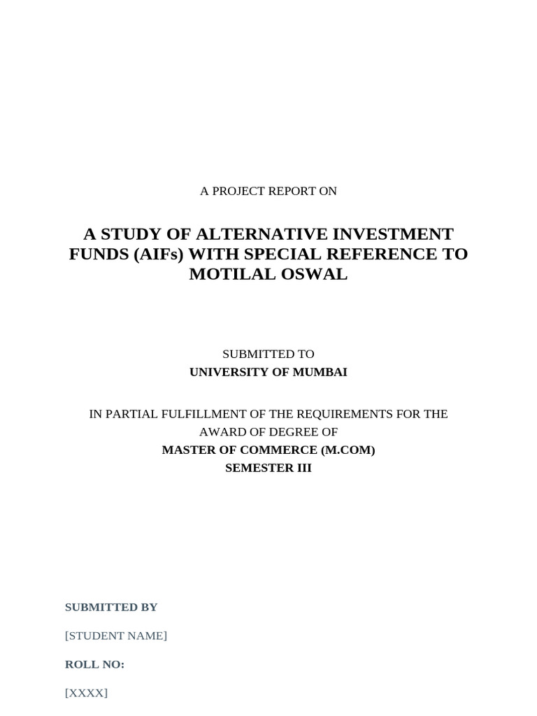 Indian AIF Project FINAL Expanded Literature | PDF | Investing ...