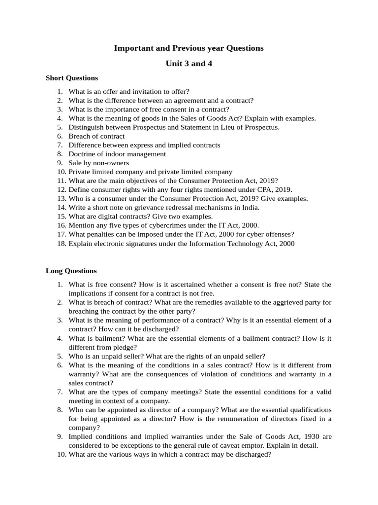 Key Legal Concepts and Questions Guide | PDF | Private Law | Common Law