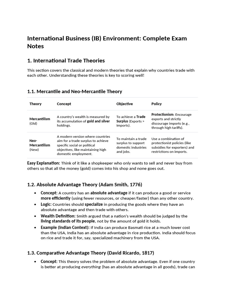 International Business Exam Notes Guide | PDF | World Trade ...