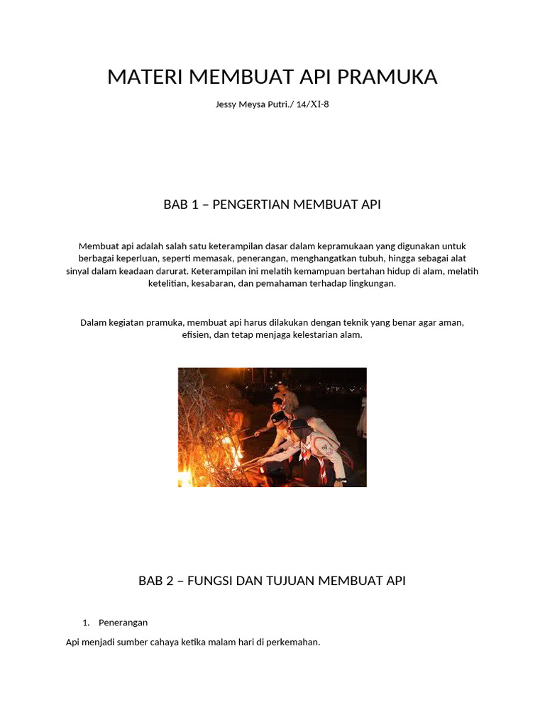 Panduan Membuat Api Pramuka Aman | PDF