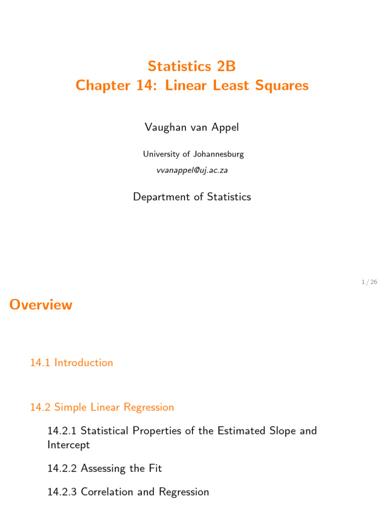 Chapter 14(2) | PDF | Errors And Residuals | Least Squares