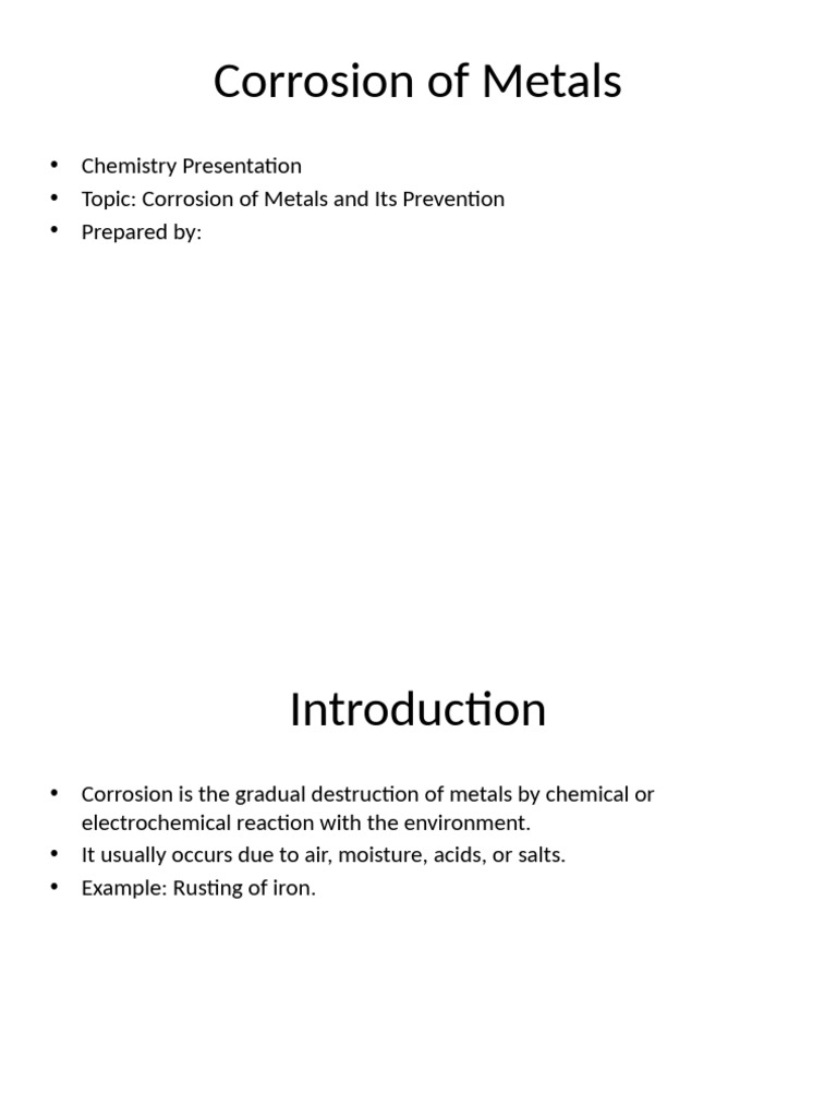 Corrosion of Metals Presentation | PDF