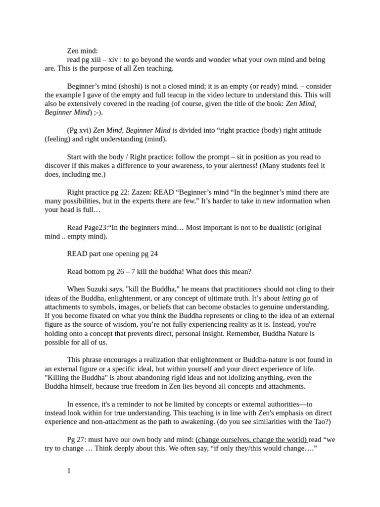 Understanding Zen Mind Concepts | PDF | Zen | Enlightenment In Buddhism