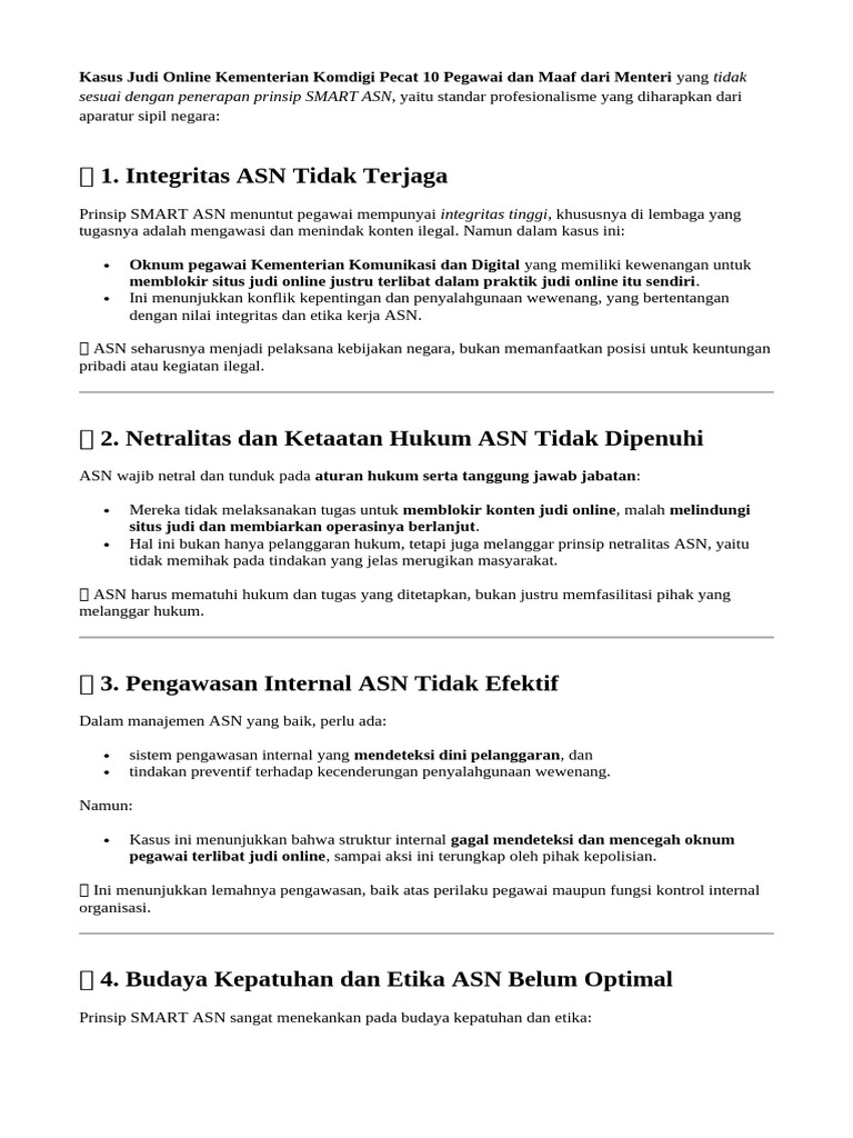 Penegakan SMART ASN untuk Cegah Judi Online | PDF