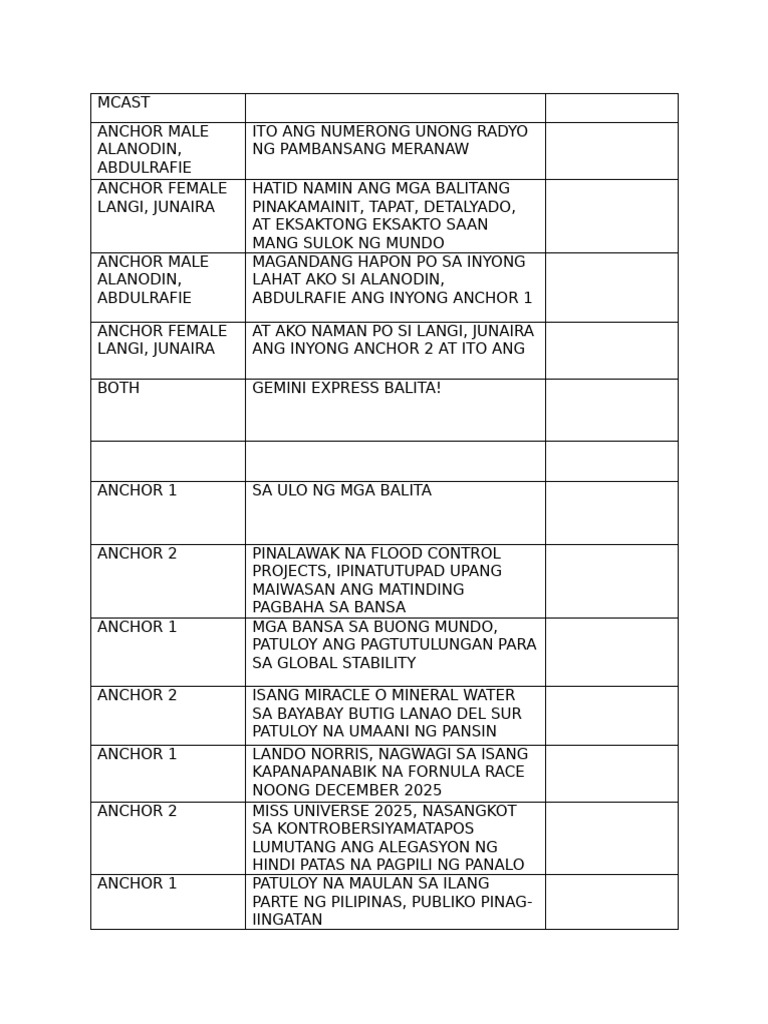 Broadcast Script Group 3 | PDF