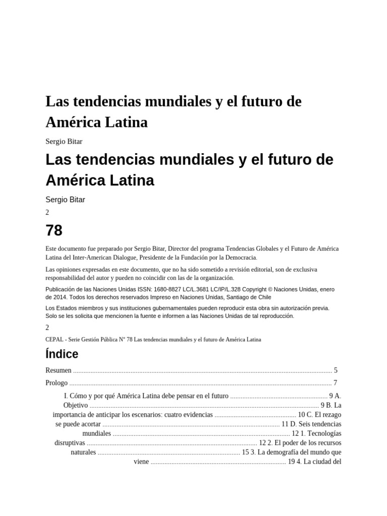 Futuro de América Latina: Tendencias Globales | PDF | Agua | America latina