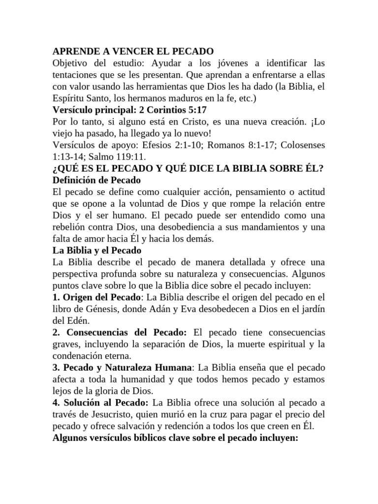 Cómo Vencer el Pecado según la Biblia | PDF | Pecado | Cristo (título)