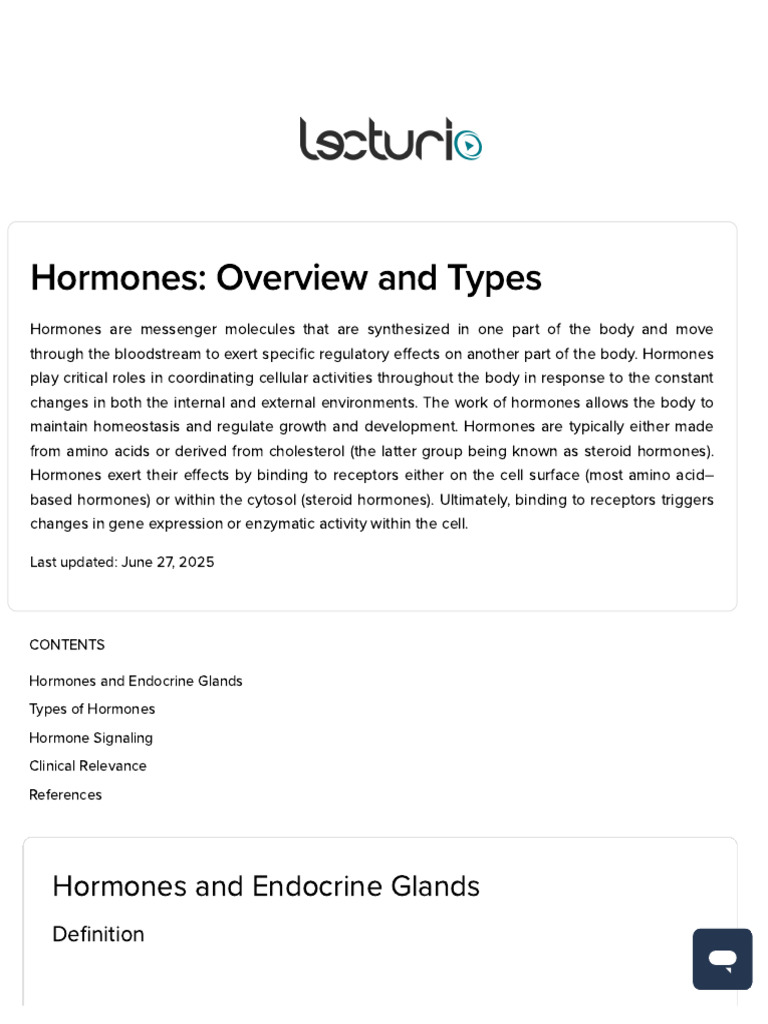 Types and Functions of Hormones | PDF