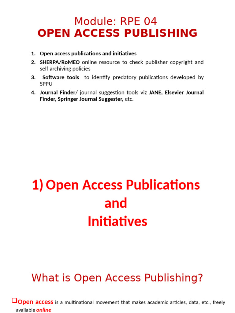 Open Access Publishing Overview and Tools | PDF | Open Access ...