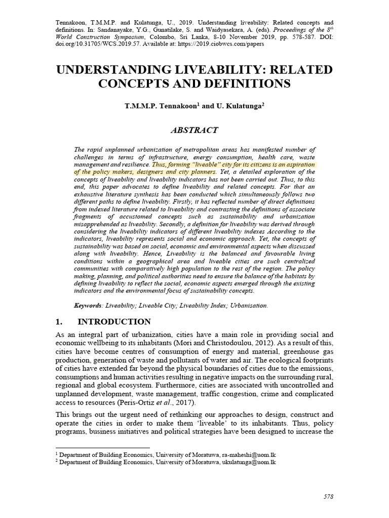 Defining Liveability and Its Indicators | PDF | Quality Of Life ...