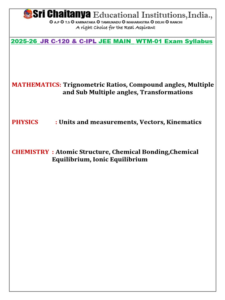 JEE Main 2025-26 Exam Syllabus Overview | PDF