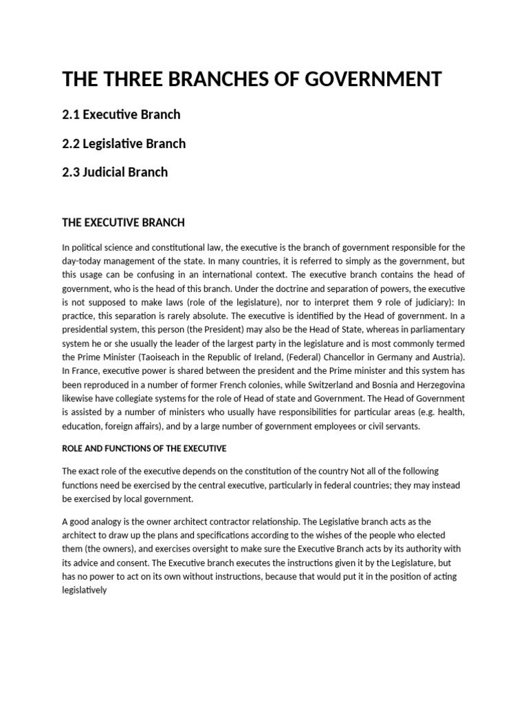 Three Branches of Government | PDF | Habeas Corpus | Presidents Of The ...