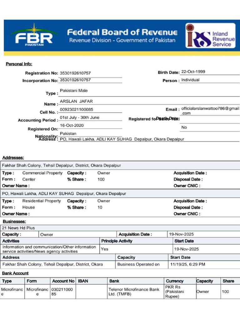 My Fbr Document | PDF