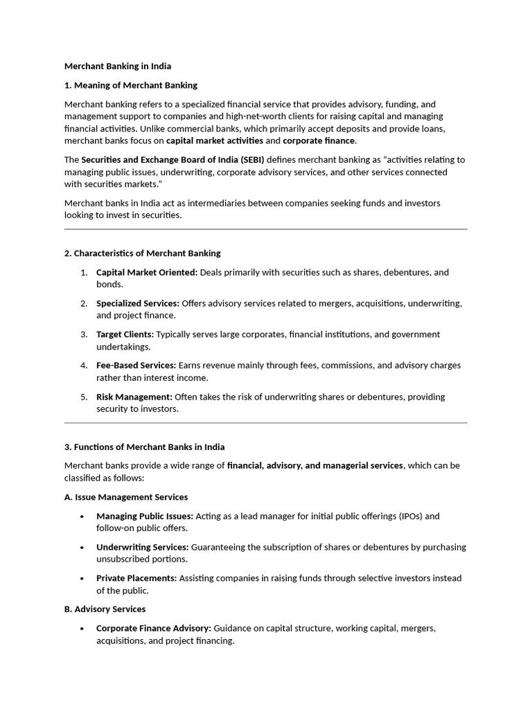 Understanding Merchant Banking in India | PDF | Banks | Securities ...