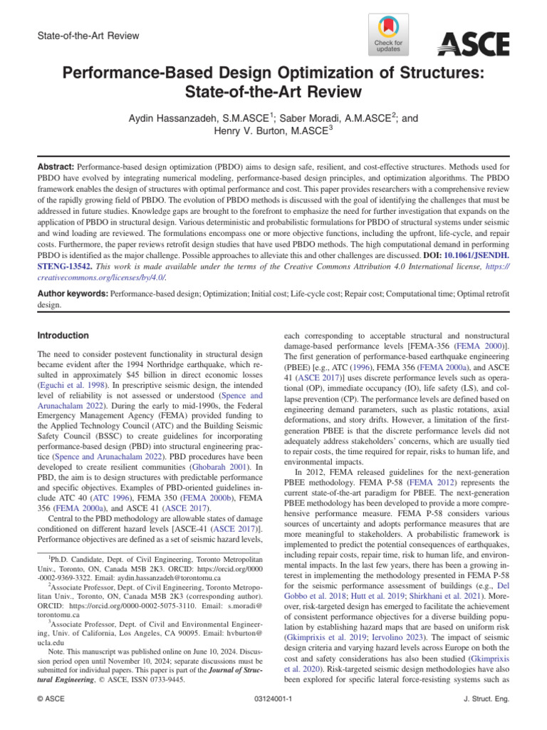 Hassanzadeh Et Al 2024 Performance Based Design Optimization of ...