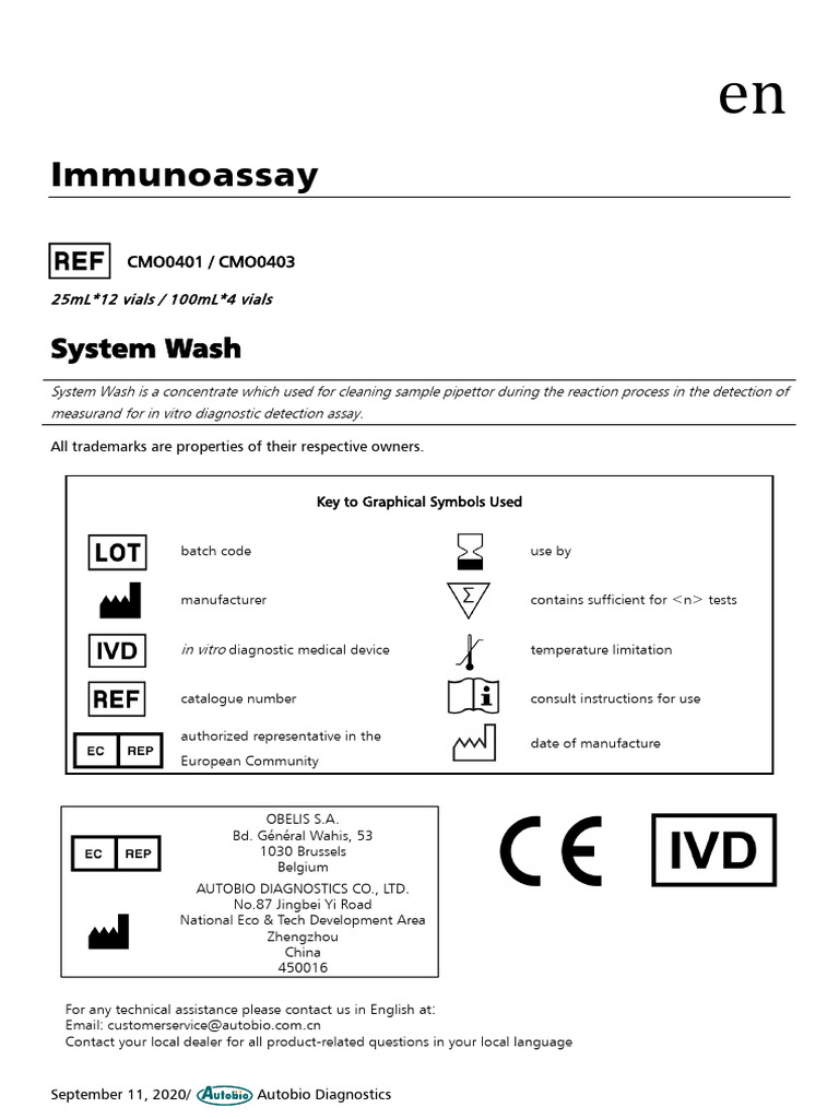 System Wash IFU en September 11, 2020 | PDF | Immunoassay