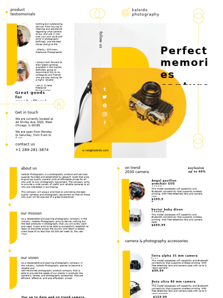 Sales Bi-Fold Brochure A4 | PDF | Camera Lens | Camera