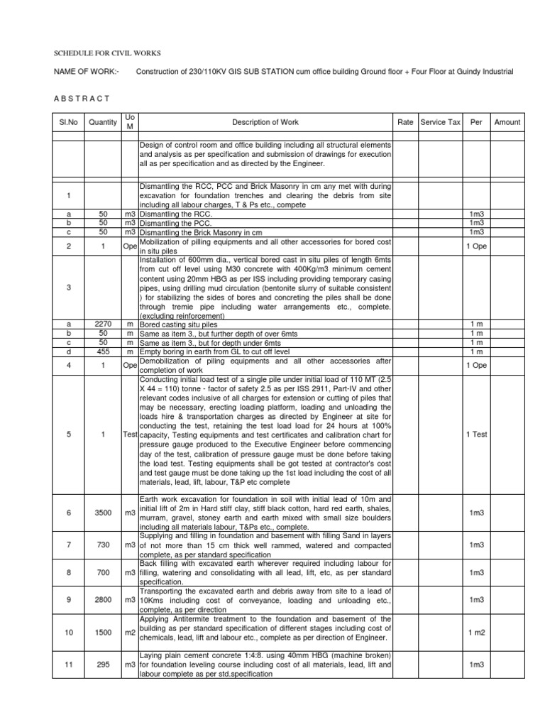 Civil Boq Deep Foundation Door