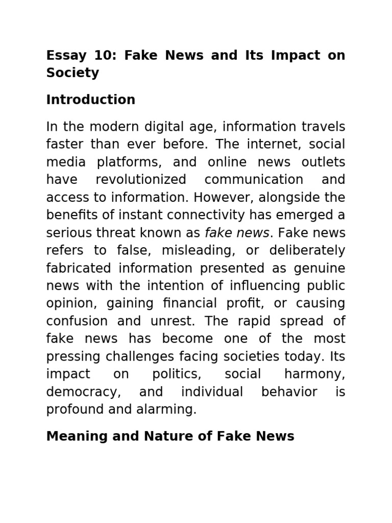 Impact of Fake News on Society | PDF | Public Sphere | Social Psychology