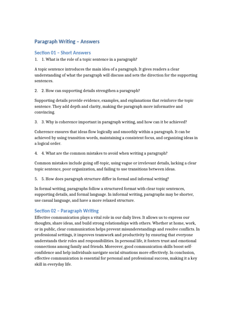Paragraph Writing Techniques Explained | PDF