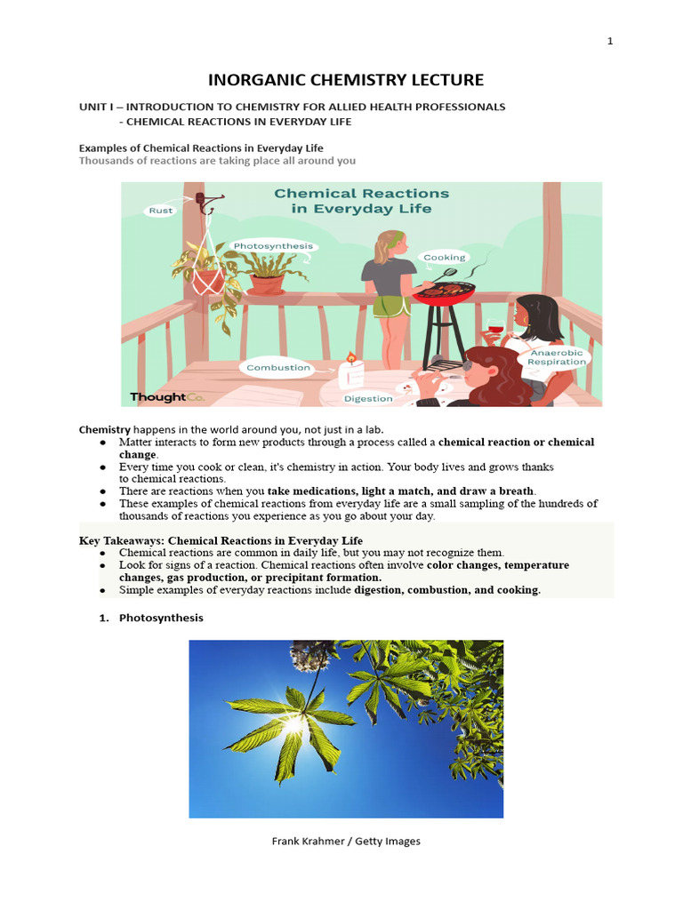 Everyday Chemical Reactions Explained | PDF | Ion | Positron Emission ...