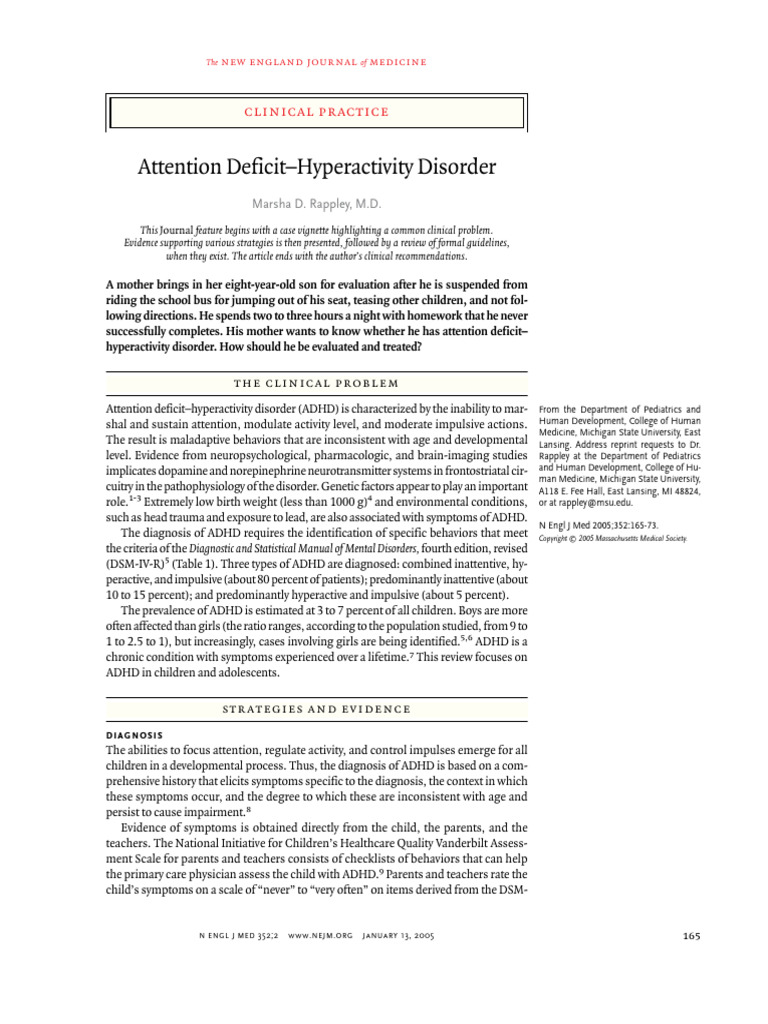 ADHD Diagnosis and Treatment Guidelines | PDF | Attention Deficit ...