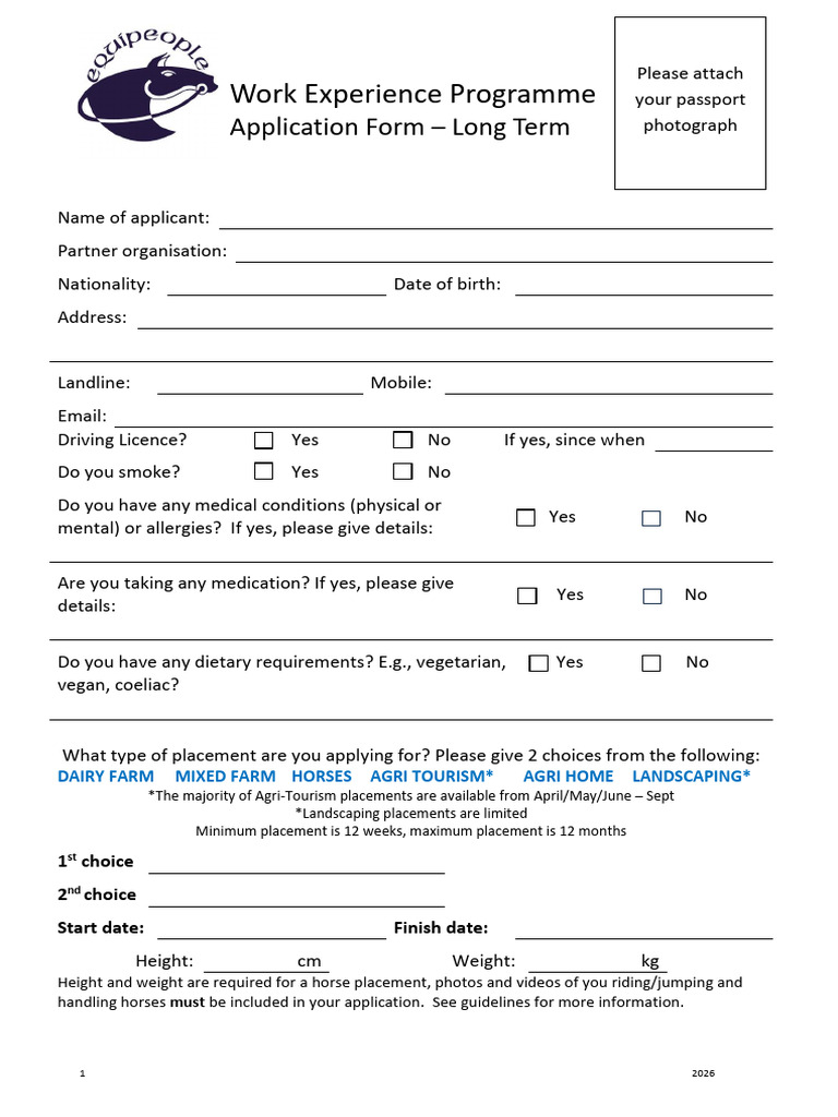 Work Experience Programme Application Form | PDF
