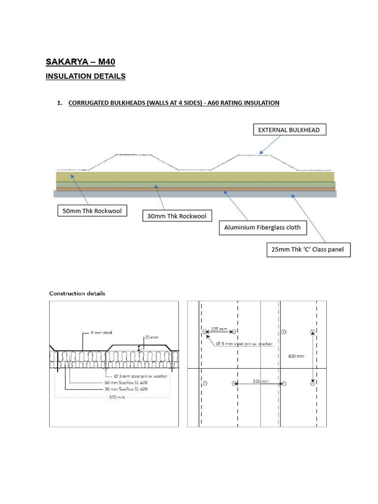 A60 Insulation Details for Sakarya M40 | PDF