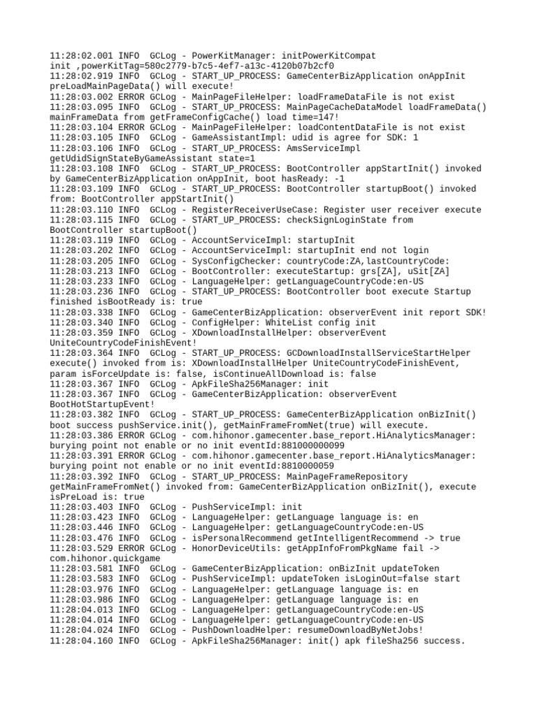 GameCenter Startup Process Logs | PDF | Computing | Software