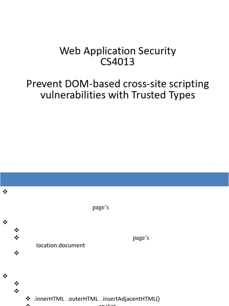 Prevent DOM XSS with Trusted Types | PDF | Document Object Model | Internet