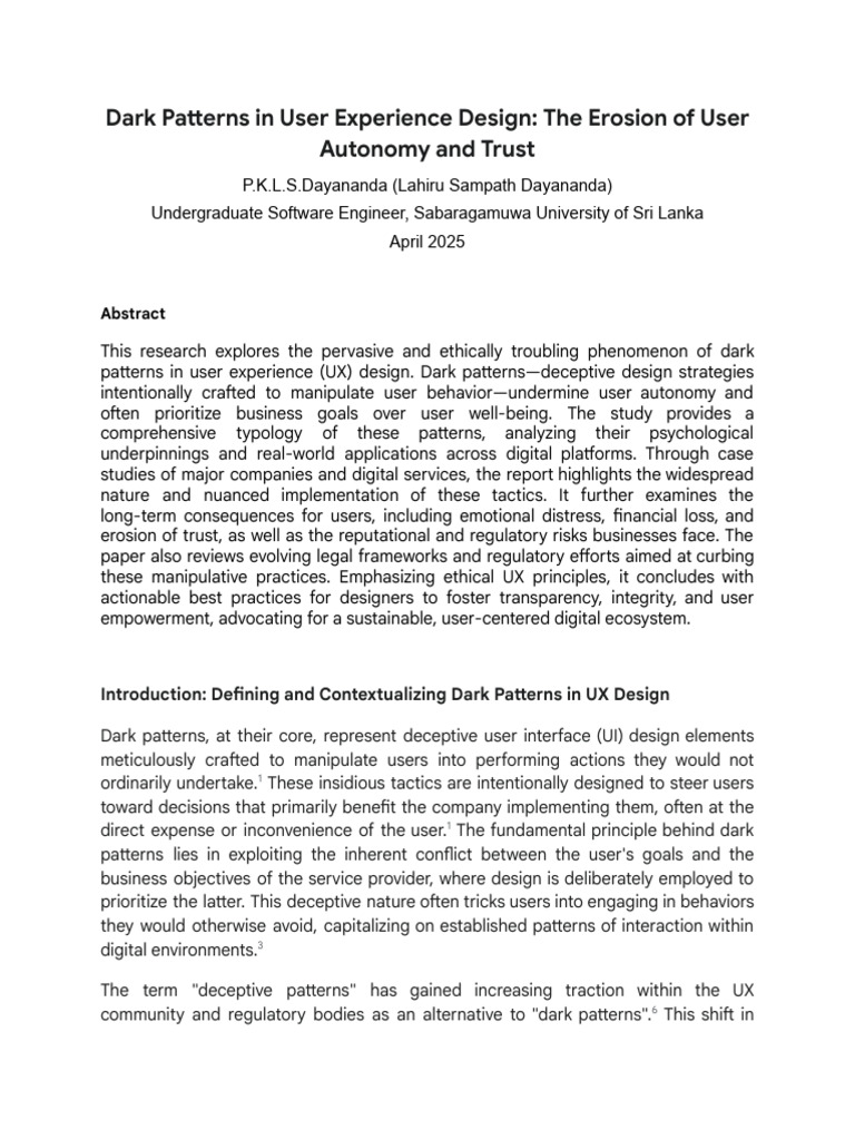 Understanding Dark Patterns in UX Design | PDF | Decision Making ...