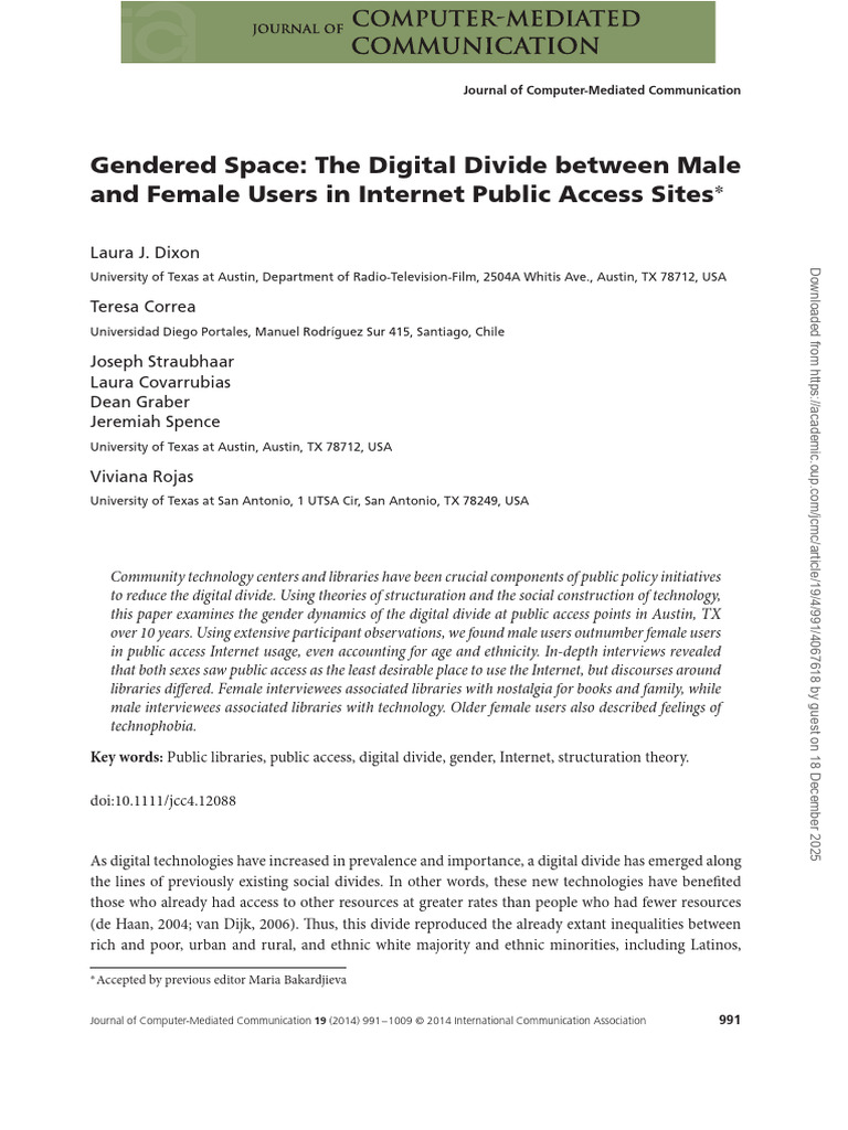 Gender Divide in Public Internet Access | PDF | Libraries | Race And ...