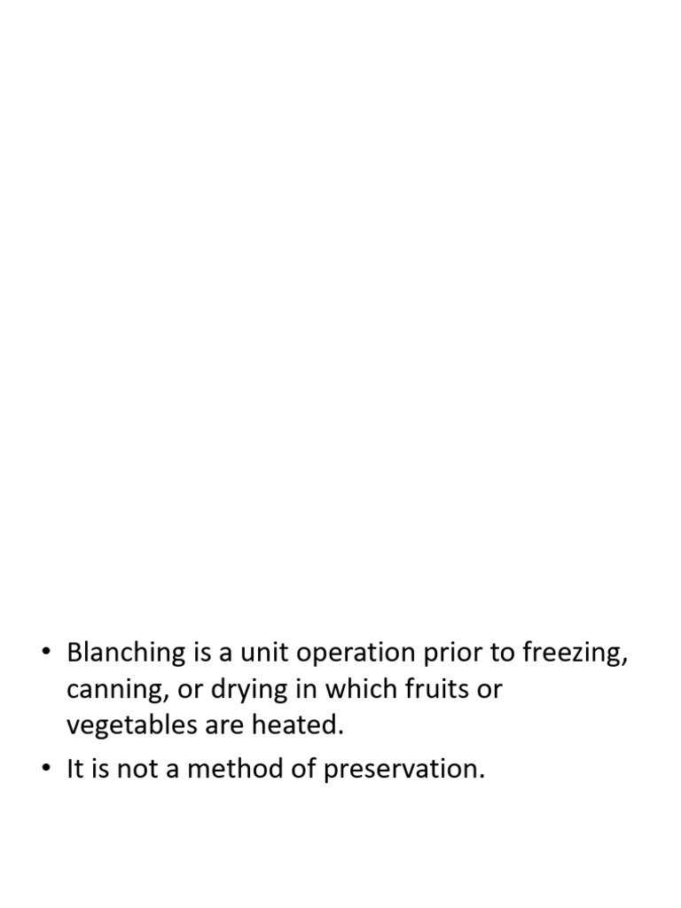 Blanching Process in Food Preservation | PDF