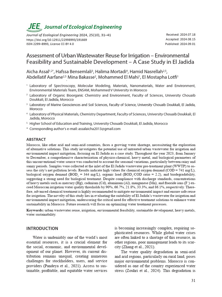 Assessment of Urban | PDF | Water | Sewage Treatment