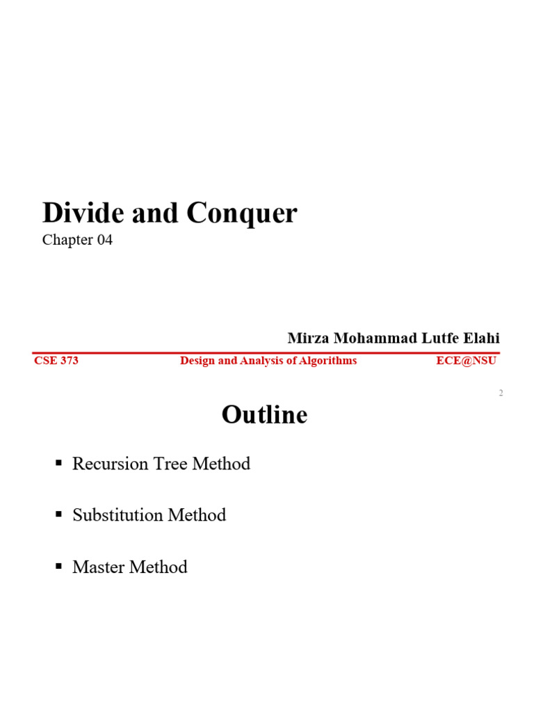 Divide and Conquer in Algorithms | PDF | Theory Of Computation ...