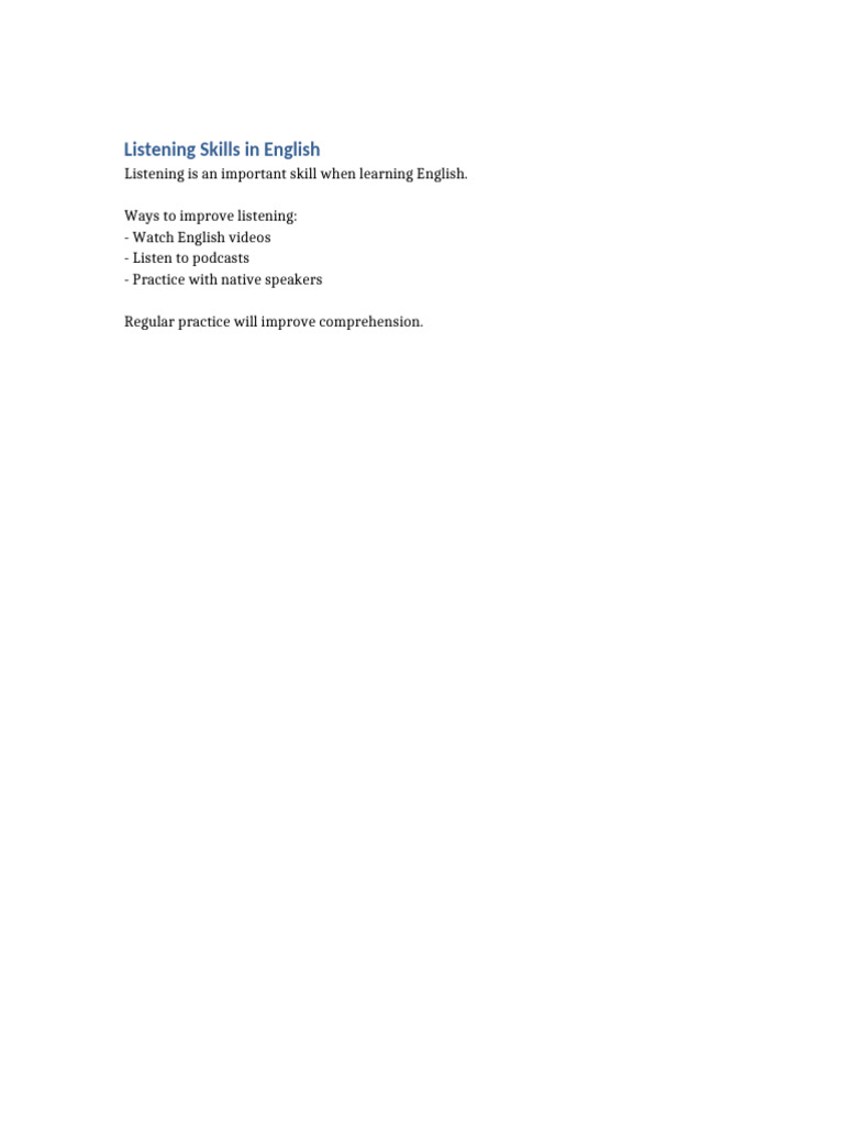 Enhancing English Listening Skills | PDF