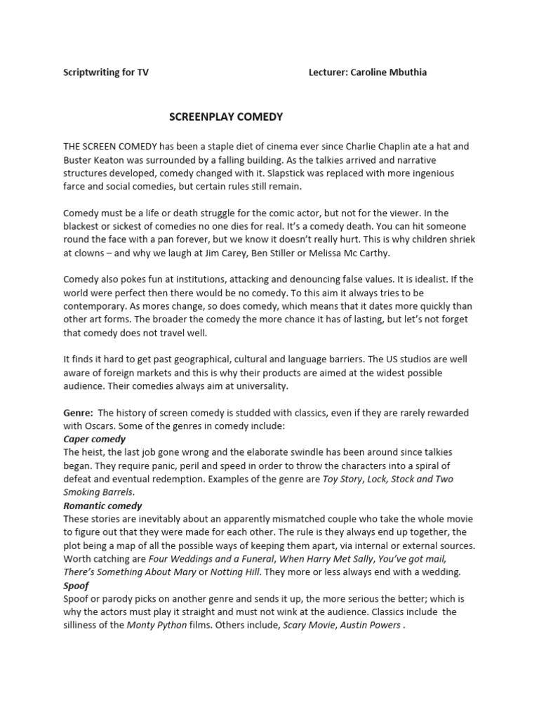 Essentials of Screen Comedy Writing | PDF | Comedy | Parody