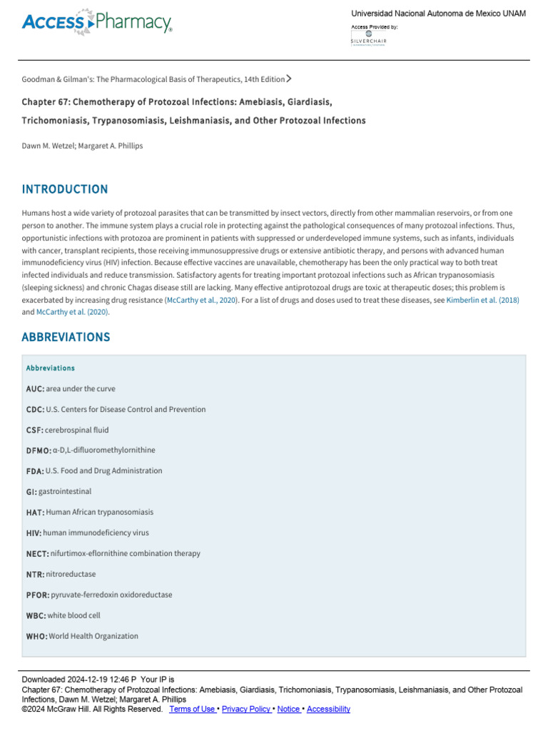 Chemotherapy for Protozoal Infections | PDF | Medical Specialties ...