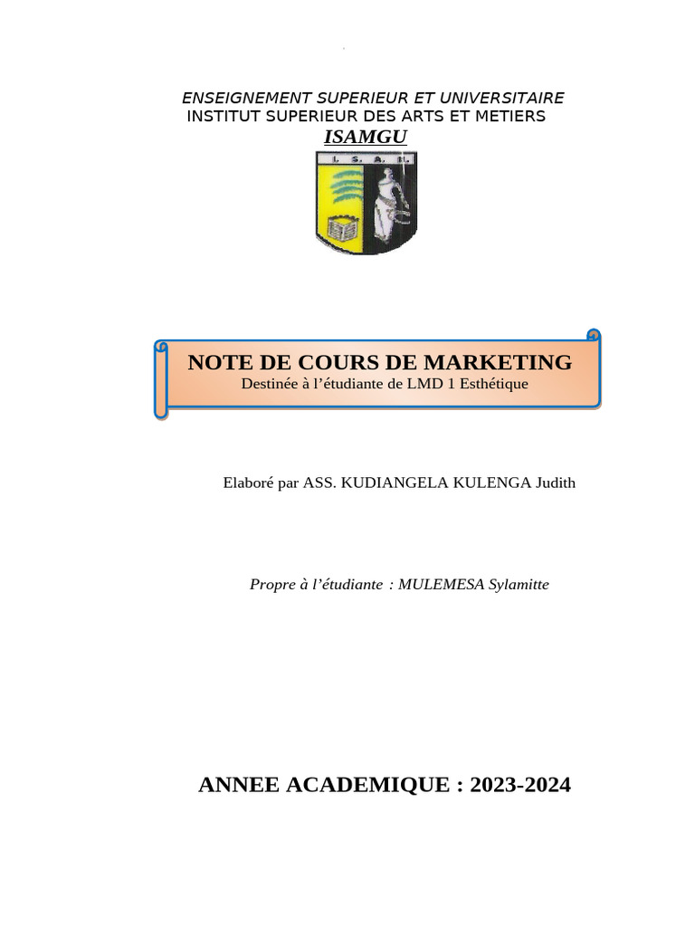 Guide d'étude sur le marketing LMD 1 | PDF | Commercialisation ...