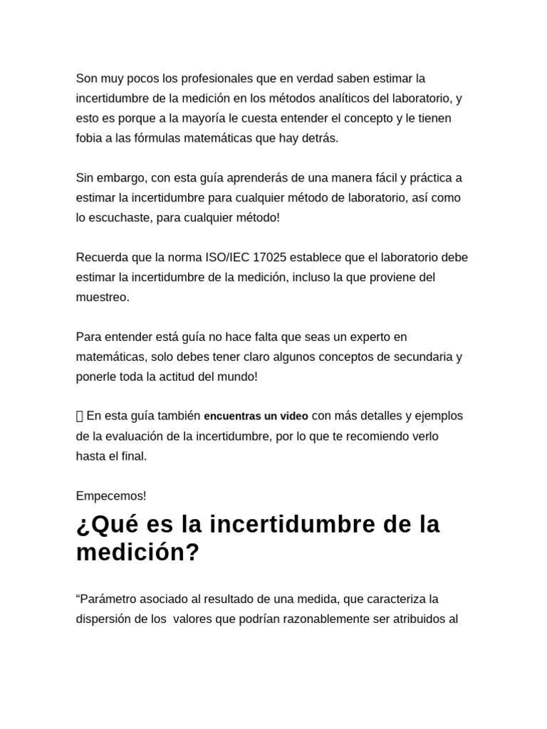 Incertidumbre de La Medición en Los Métodos Analíticos Del Laboratorio ...