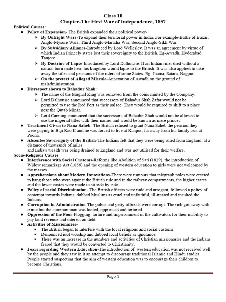 Causes of the 1857 Indian Rebellion | PDF | Mahatma Gandhi | British India