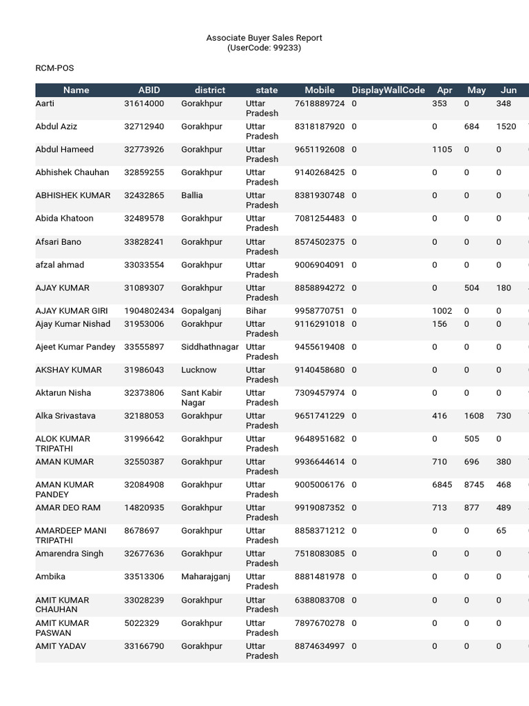 Associate Buyer Sales Report Summary | PDF