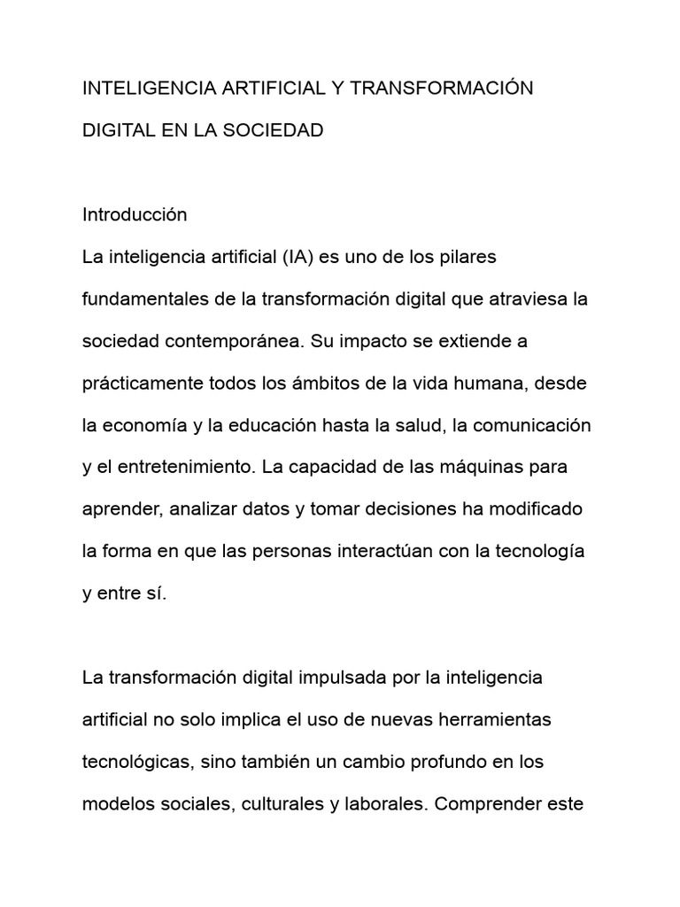 IA y Transformación Digital en la Sociedad | PDF | Inteligencia ...