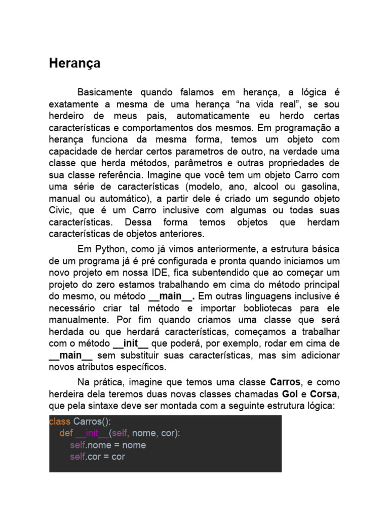 Entendendo Herança em Programação Python | PDF | Classe (programação de ...