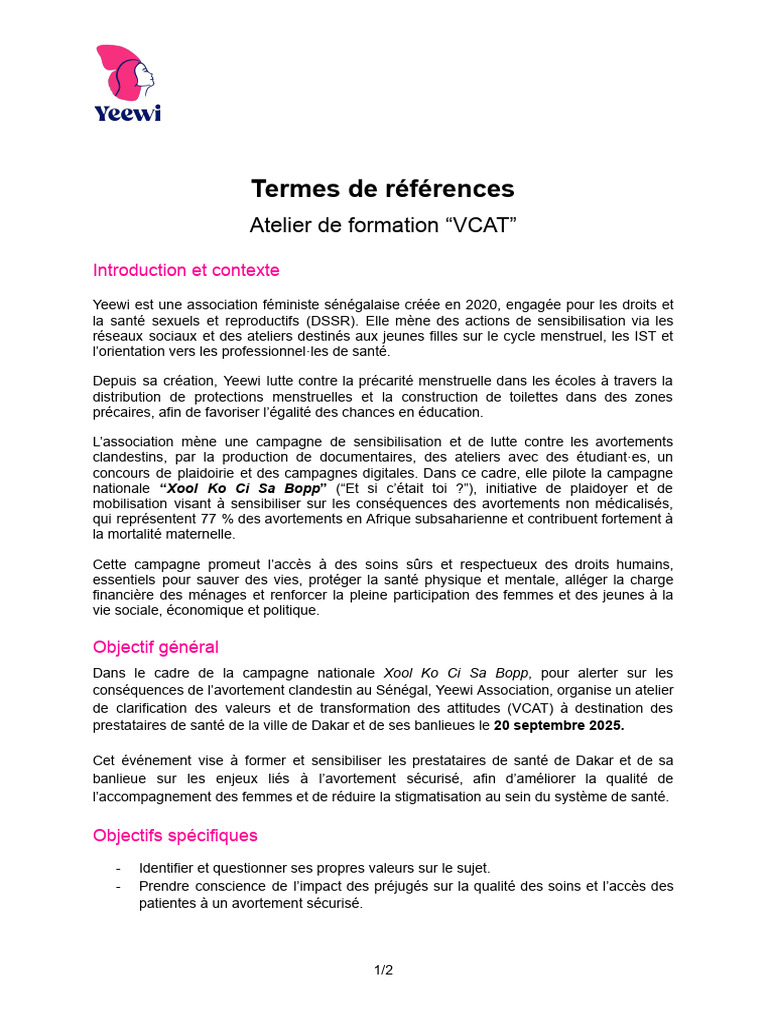Atelier VCAT sur l'avortement sécurisé | PDF